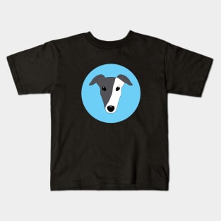 Blue and white greyhound face Kids T-Shirt